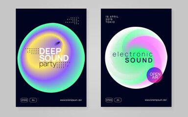 Naklejka premium Neon Fest. Trendy Electro Party. Wave Glitch For Cover. Abstract Pattern For Presentation Vector. Sound And Nightlife Layout. Rainbow Neon Fest