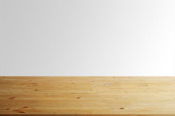 Wood Board Empty Table For Product Display With Soft Gray Background