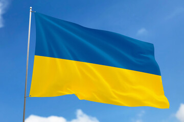 3d illustration. A beautiful view of Ukraine flag on a gradient background.