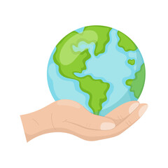 green planet Earth in your hand. the concept of preserving the purity of the planet. Earth Day