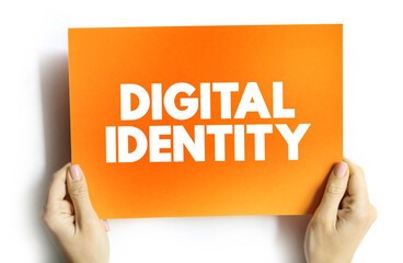 Digital identity text quote on card, concept background