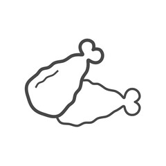 Vector linear icon with deep-fried chicken