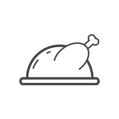 Vector linear icon with fried chicken