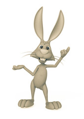 rabbit cartoon is standing up and talking