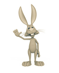 rabbit cartoon waving hello