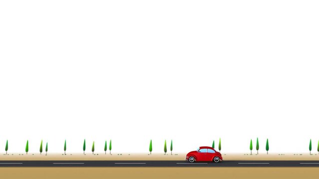 3D animation - Animation of a running red car.
It runs forever without interruption.
