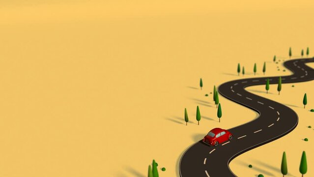 3D animation - Animation of a running red car.
It runs forever without interruption.