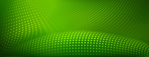 Abstract halftone background made of square dots in green colors
