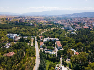 Fototapeta premium Aerial view of town of Sandanski, Bulgaria