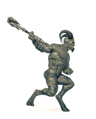 evil warrior holding an axe and attacking