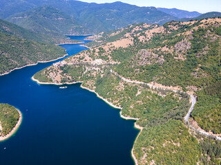 Fototapeta na wymiar Aerial view of Vacha Reservoir, Bulgaria