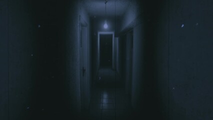 Spooky hallway handheld old film
