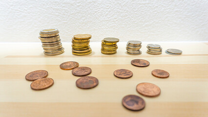 World coins piled up on the table_12