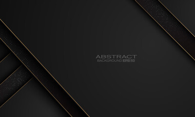 Luxury black background with gold and glitter lines