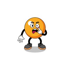 Character Illustration of ping pong ball with tongue sticking out