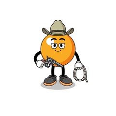 Character mascot of ping pong ball as a cowboy