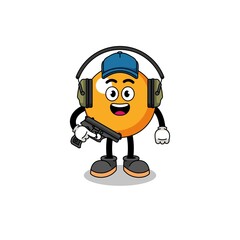 Character mascot of ping pong ball doing shooting range