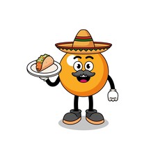 Character cartoon of ping pong ball as a mexican chef
