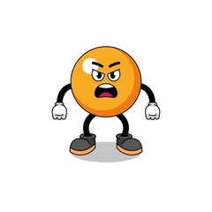 ping pong ball cartoon illustration with angry expression