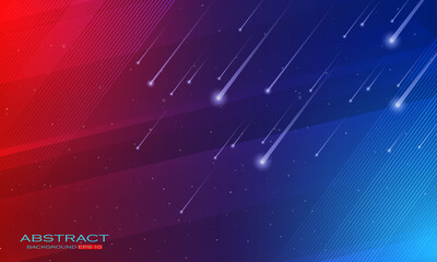 Abstract red blue background with shiny and light particles