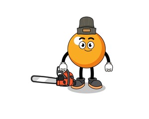 Fototapeta premium ping pong ball illustration cartoon as a lumberjack