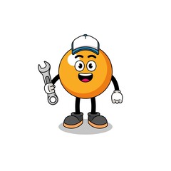 ping pong ball illustration cartoon as a mechanic