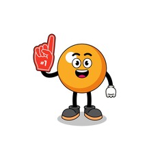 Cartoon mascot of ping pong ball number 1 fans