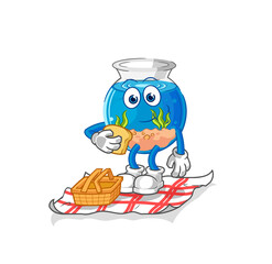 fish bowl on a picnic cartoon. cartoon mascot vector