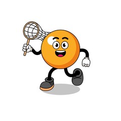 Cartoon of ping pong ball catching a butterfly