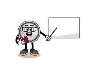 Mascot cartoon of button cell teacher