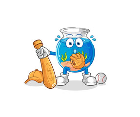 fish bowl baseball Catcher cartoon. cartoon mascot vector