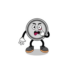 Character Illustration of button cell with tongue sticking out