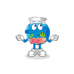 fish bowl lie like Pinocchio character. cartoon mascot vector