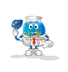 fish bowl pilot mascot. cartoon vector