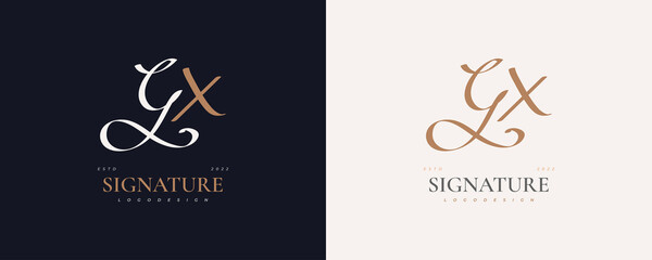 Initial G and X Logo Design in Elegant and Minimalist Handwriting Style. GX Signature Logo or Symbol for Wedding, Fashion, Jewelry, Boutique, and Business Identity
