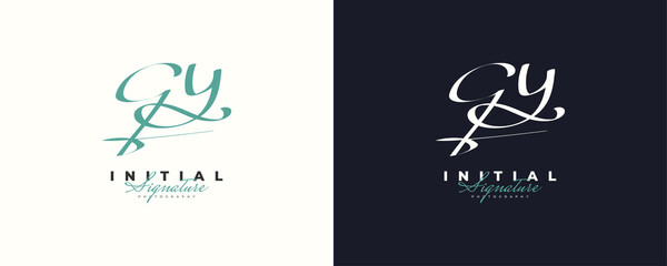 Initial G and Y Logo Design in Elegant and Minimalist Handwriting Style. GY Signature Logo or Symbol for Wedding, Fashion, Jewelry, Boutique, and Business Identity