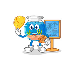 fish bowl Architect illustration. character vector
