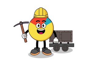 Mascot Illustration of chart miner