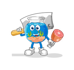 fish bowl Butcher illustration. character vector