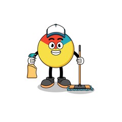 Character mascot of chart as a cleaning services