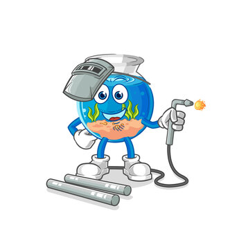 recommend clip art: fish bowl welder mascot. cartoon vector