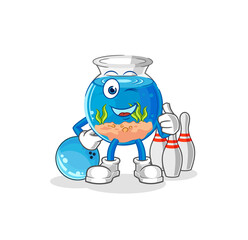 fish bowl play bowling illustration. character vector