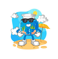 fish bowl sunbathing in summer. character vector