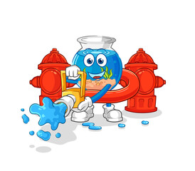 fish bowl firefighter vector. cartoon character
