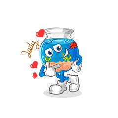 Fototapeta premium fish bowl flirting illustration. character vector