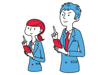 男女　スマホ　スーツ　3色