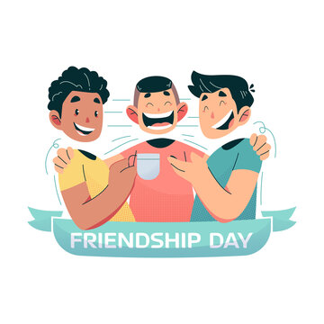 Friendship concept vector Illustration idea for landing page template, relationship with friend solidarity and trust union, together despite diversity, partner having fun Hand drawn Flat Style