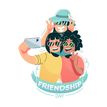 Friendship concept vector Illustration idea for landing page template, relationship with friend solidarity and trust union, together despite diversity, partner having fun Hand drawn Flat Style