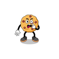 Character Illustration of chocolate chip cookie with tongue sticking out
