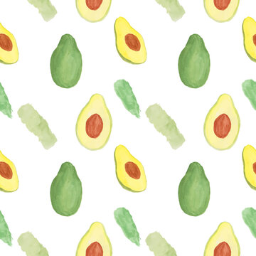 Avocado Watercolor Pattern 